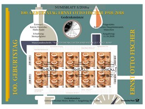 Numisblatt: &#034;100. Geburtstag Ernst Otto Fischer&#034;