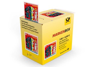 Markenbox &#034;Der Wolf und die sieben jungen Geilein&#034;, selbstklebende Briefmarken zu 0,80m+ 0,40 EUR, 100er-Box