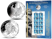 Numisblatt: "250. Geburtstag Ludwig van Beethoven"