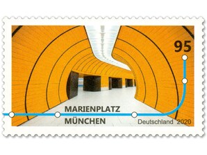 Marienplatz Mnchen, nassklebende Briefmarke zu 0,95 EUR, 10er-Bogen