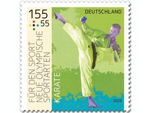 Neue Olympische Sportarten - &#034;Karate&#034;, Briefmarke zu 1,55 + 0,55 EUR, 10er-Bogen
