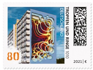1010 - Tropfen und Ringe, Briefmarke zu 0,80 EUR, 10er-Bogen