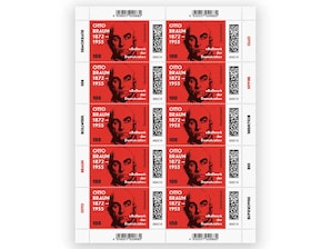 Porträt von Otto Braun auf leuchtend rotem Grund