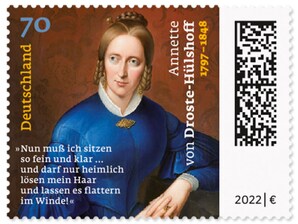 225. Geburtstag Annette von Droste-Hlshoff, Briefmarke zu 0,70 EUR, 10er-Bogen