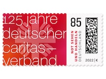 Botschaft des Briefmarkenthemas vor dem Logo des Verbands