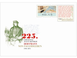 Gedenkbriefumschlag "225. Geburtstag Hoffmann von Fallersleben"