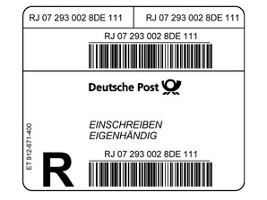 Einschreiben Eigenhndig Label National 