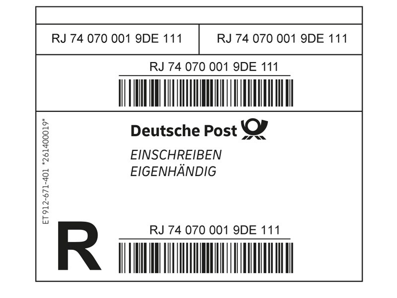 Einschreiben Eigenhändig Label National, 50 Stk. Shop Deutsche Post