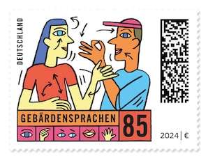 Gebrdensprachen, Briefmarke zu 0,85 EUR, 10er-Bogen