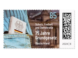 75 Jahre Grundgesetz, Briefmarke zu 0,85 EUR, 10er-Bogen
