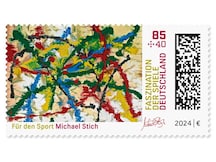 Abstrakte Malerei mit Farben der olympischen Ringe und der Medaillen
