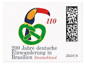 200 Jahre deutsche Einwanderung in Brasilien, Briefmarke zu 1,10 EUR, 10er-Bogen