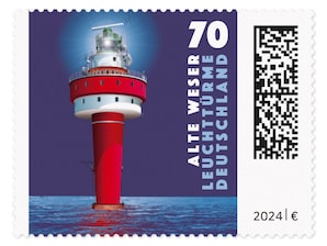 Leuchtturm Alte Weser, Briefmarke zu 0,70 EUR, 10er-Bogen