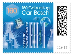150. Geburtstag Carl Bosch, Briefmarke zu 1,60 EUR, 10er-Bogen