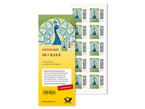 "Briefpfau" aus der Postwertzeichen-Dauerserie "Welt der Briefe"