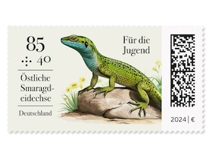 Reptilien - "stliche Smaragdeidechse", Briefmarke zu 0,85 + 0,40 EUR, 10er-Bogen