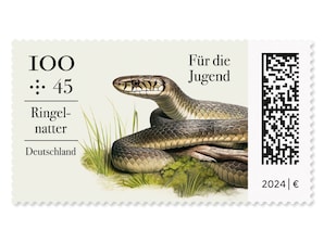 Reptilien - "Ringelnatter", Briefmarke zu 1,00 + 0,45 EUR, 10er-Bogen