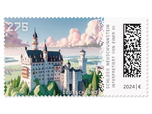 Schloss Neuschwanstein, Briefmarke zu 2,75 EUR, 10er-Bogen