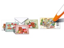 Grußkartenset Weihnachten 2024 mit Duftlack Weihnachtsgebäck