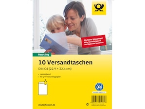 Versandtasche &quot;Blauer Engel&quot; nassklebend, DIN C4,braun, im 10er Set