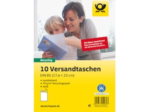 Bild Versandtasche &quot;Blauer Engel&quot;nassklebend, DIN B5 braun, ohne Fenster, im 10er-Set
