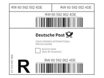 Einschreiben Label International, Block à 50 Stück