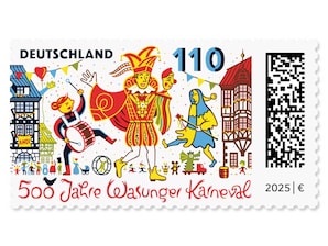 500 Jahre Wasunger Karneval, Briefmarke zu 1,10 EUR, 10er-Bogen