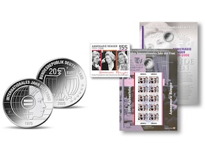 Numisblatt "Prgende Frauen" - "50 Jahre Internationales Jahr der Frau"