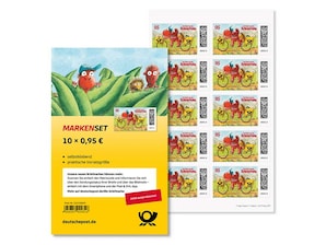 Der kleine Drache Kokosnuss mit seinen Freunden auf dem Postfahrrad