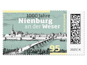 Kupferstich von Nienburg an der Weser, erstellt von Matthaeus Merian 1647.