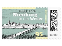 Kupferstich von Nienburg an der Weser, erstellt von Matthaeus Merian 1647.