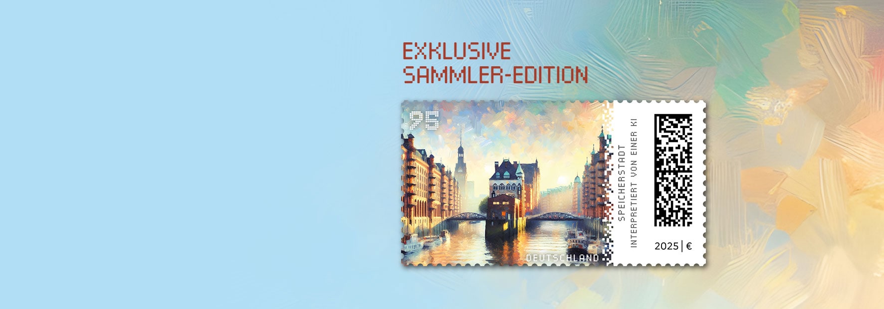 Auf einer Briefmarke sind zwei Brcken der Speicherstadt Hamburg abgebildet