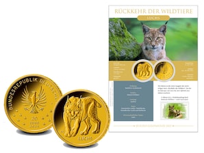 Gold Numisblatt 2025 Rckkehr der Wildtiere Luchs