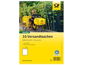 Versandtasche &quot;Blauer Engel&quot; nassklebend, DIN C4,braun, im 10er Set