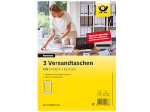 Deutsche Post Versandtasche, Format: DIN C4, ohne Fenster, 3 Stck