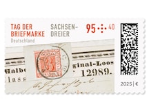 Ausschnitt eines Streifband-Briefes mit der historischen Briefmarke