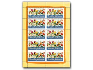 Bild Briefmarke "Dauerserie Schreibanlässe - Herzlichen Glückwunsch" 70 ct - Bogenansicht