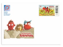 Logo der Veranstaltung und Der kleine Drache Kokosnuss mit seinen Freunden