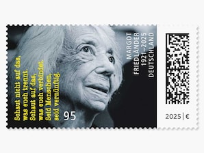 Portrt Margot Friedlnders mit einem Zitat