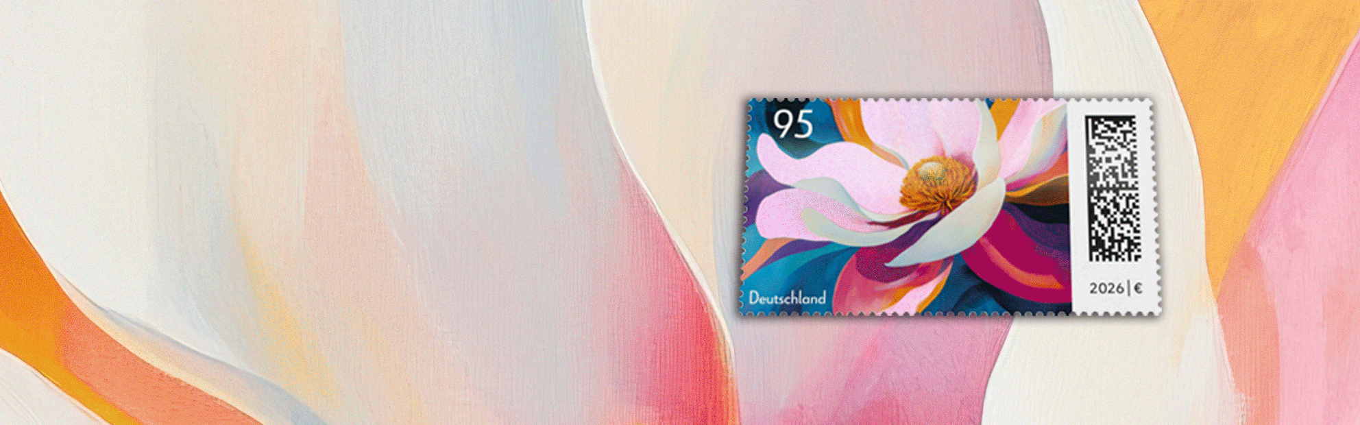 Darstellung einer sich bewegenden Magnolienbl�te mit Glanzeffekt auf rosa Hintergrund