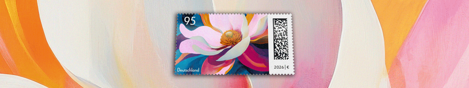 Darstellung einer sich bewegenden Magnolienbl�te mit Glanzeffekt auf rosa Hintergrund