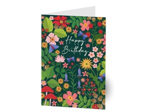 Gl�ckwunschkarte Happy Birthday Blumen