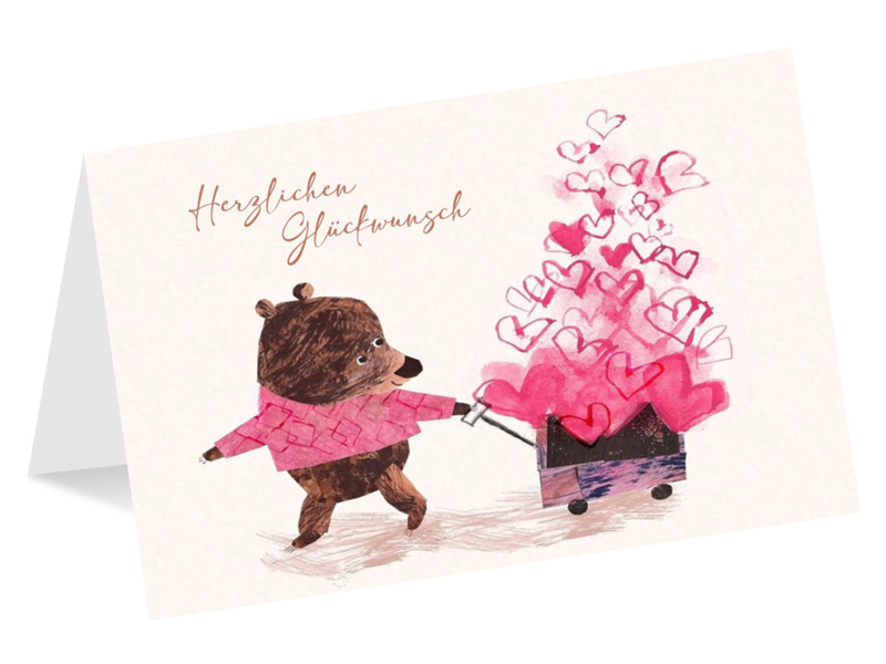 Gl�ckwunschkarte Herzlichen Gl�ckwunsch B�r