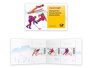 Stilisierte Skispringerin, Para-Snowboarderin und Eishockeyspieler im 3er-Set