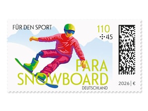 Stilisierte Para Snowboarderin in expressiver Farbgebung