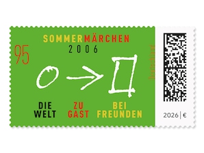 Auf gr�nem Rasen dargestellte Botschaften zum Briefmarkenthema