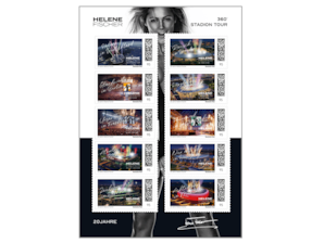Zehn Briefmarken mit Konzertmotiven, Helene Fischer 360 Grad Tour