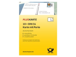 Pluskarte C6, 0,95 EUR, 10er-Set, mit Absenderfeld und Marke mit Matrixcode