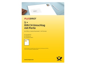 Plusbrief 1,80 EUR mit Matrixcode, DIN C4, mF, 5er-Set