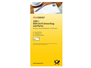 Plusbrief 1,10 EUR mit Matrixcode, DIN C6/5, haftklebend, mit Fenster, 100er-Karton